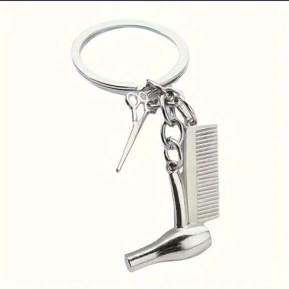 Stylish Hairdressing Keychain with Scissors, Dryer,and Comb Accessories - Picture 2 of 4